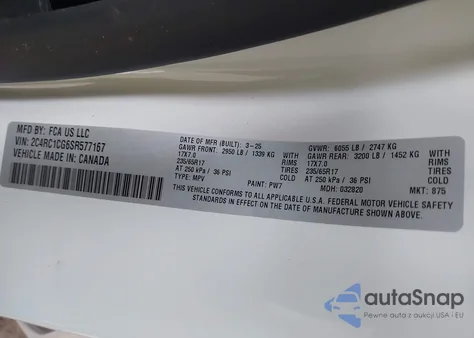 2025 Chrysler Voyager Lx из США, поврежденный, VIN 02C4RC1CG6SR57716